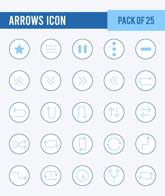 25 Arrows Two Color icons Pack vector illustration