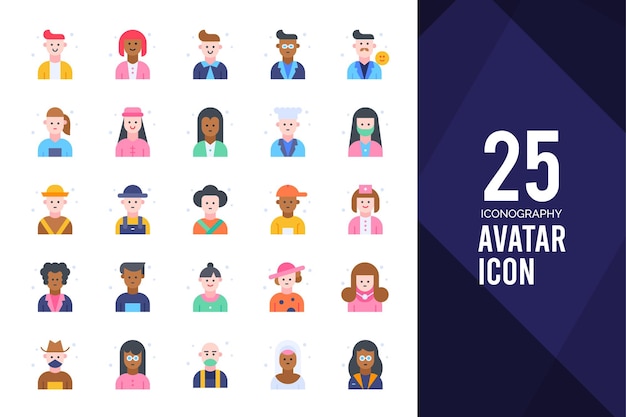 25 Avatar Flat icon pack vector illustration