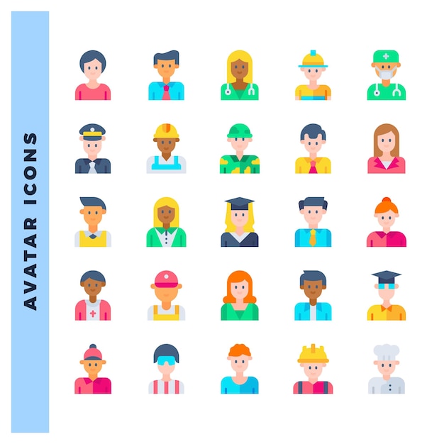 Vector 25 avatar flat icons pack vector illustration