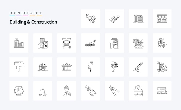 25 building and construction line icon pack