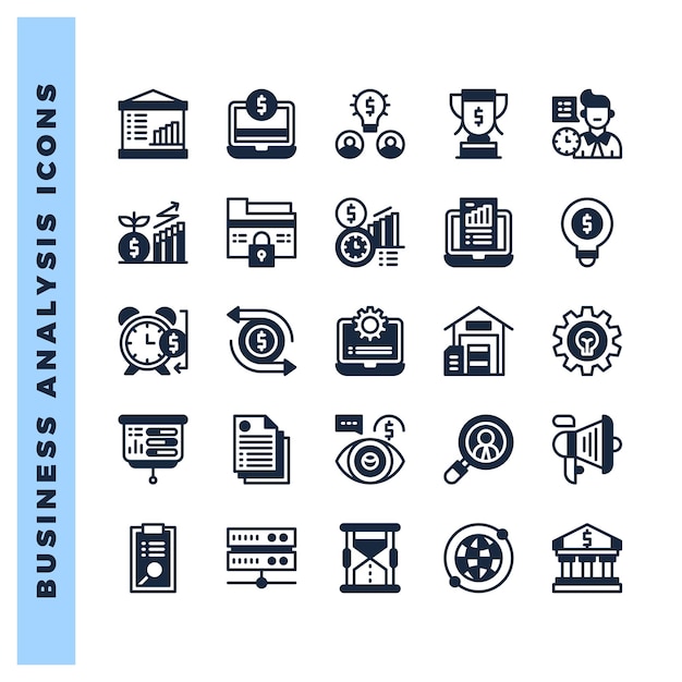 Vector 25 business analysis lineal fill icon pack vector illustration