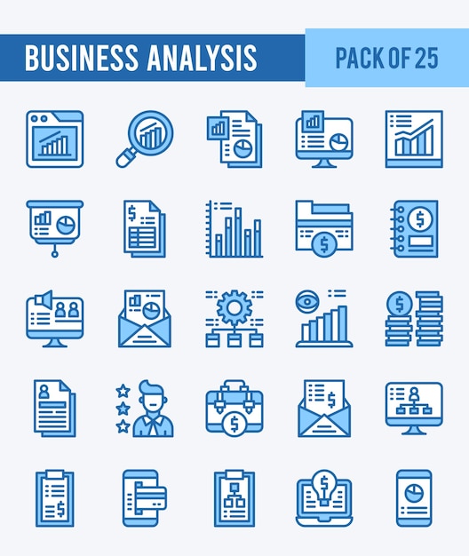 25 Business Analysis Two Color icons Pack vector illustration