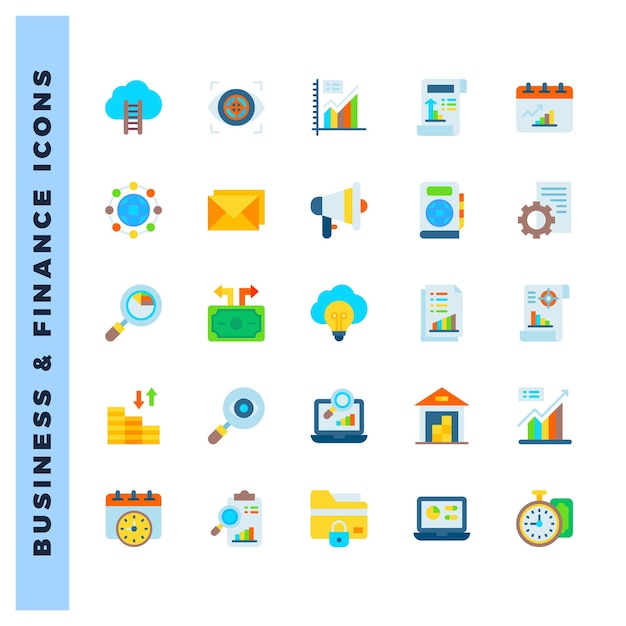 Vector 25 business and finance flat icons pack vector illustration