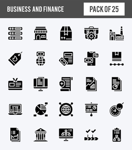 25 Business and Finance Glyph icons pack vector illustration