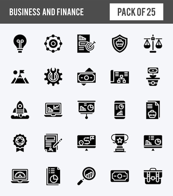 25 Business and Finance Glyph icons pack vector illustration