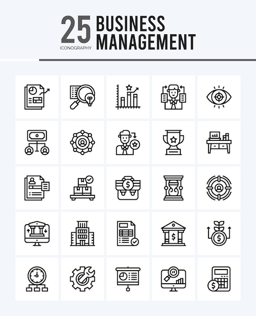 25 Business Management Outline icons Pack vector illustration