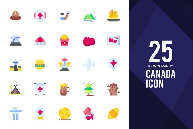 Vector 25 canada flat icon pack vector illustration