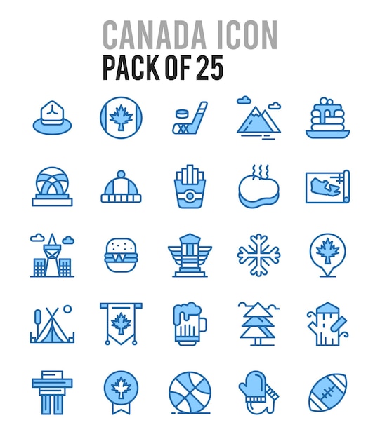 25 canada two color icons pack vector illustration