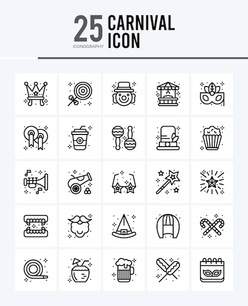 25 Carnival Outline icons Pack vector illustration