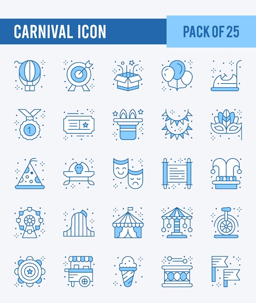 25 Carnival Two Color icons Pack vector illustration