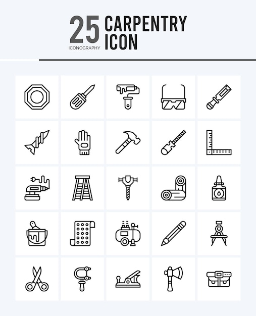 25 carpenteria lineal color icon pack illustrazione vettoriale