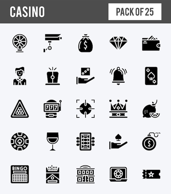 25 Casino Glyph icons pack vector illustration