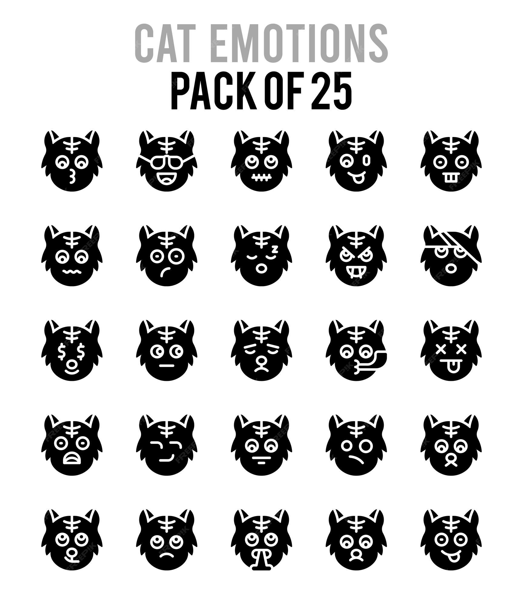 Premium Vector  Emoticon cat icon pack vector set