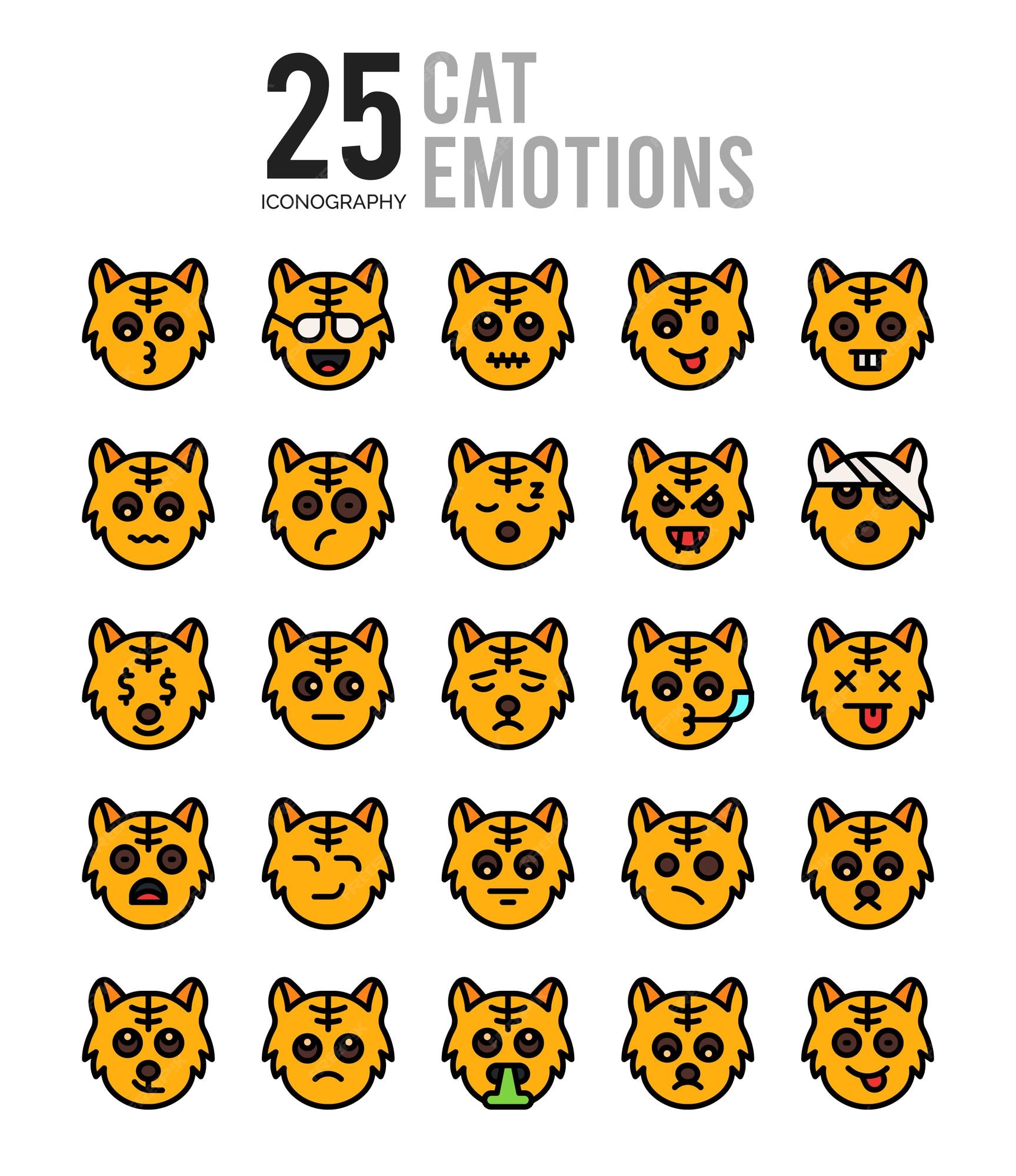 Premium Vector  Emoticon cat icon pack vector set