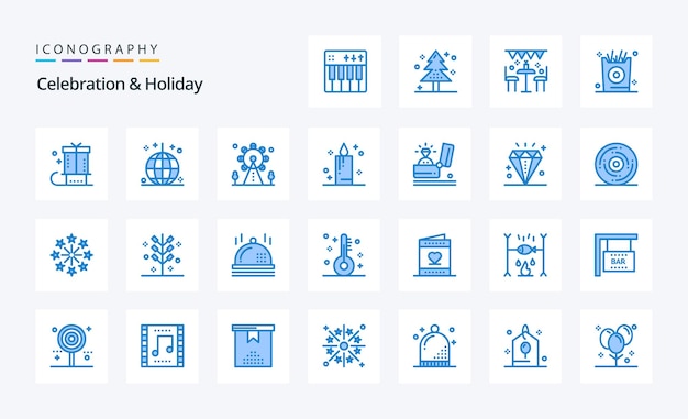 25 Celebration Holiday Blue icon pack