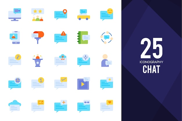 25 Chat Flat icons pack vector illustration