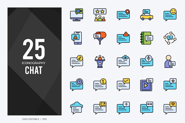 25 Chat Lineal Color icons pack vector illustration