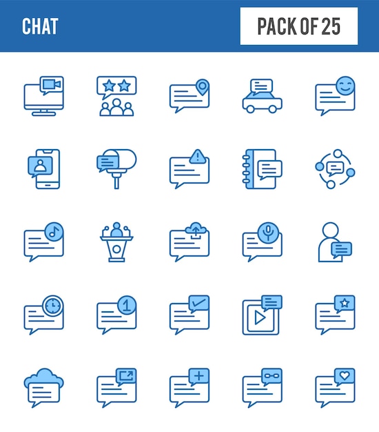 25 Chat Two Color icons pack vector illustration