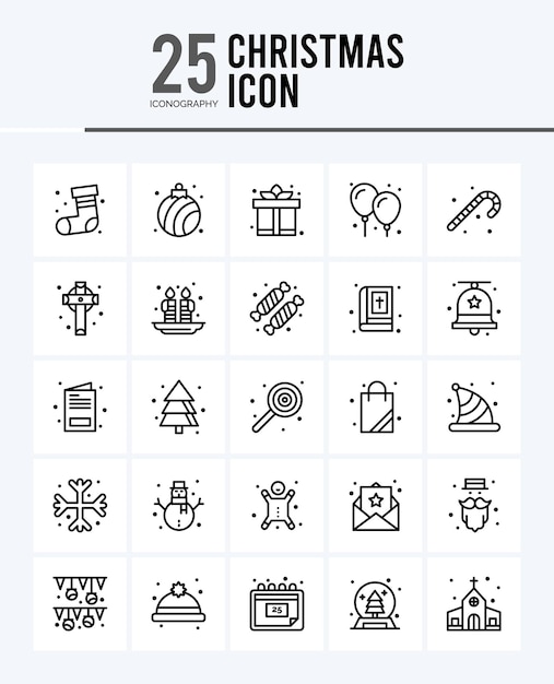 25 Christmas Outline icons Pack vector illustration