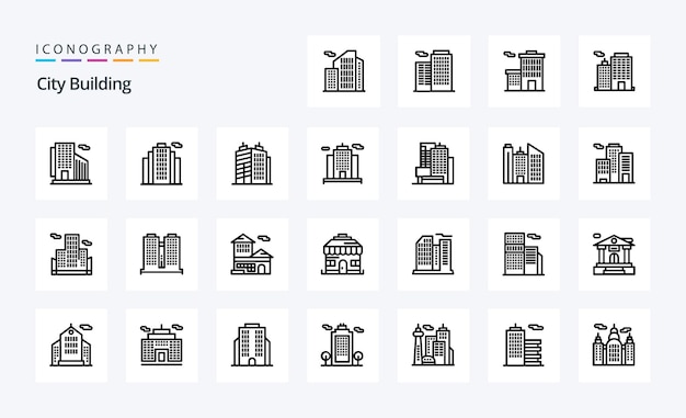 25 City Building Line icon pack Vector icons illustration