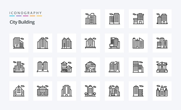 벡터 25 도시 건물 라인 아이콘 팩 벡터 아이콘 그림