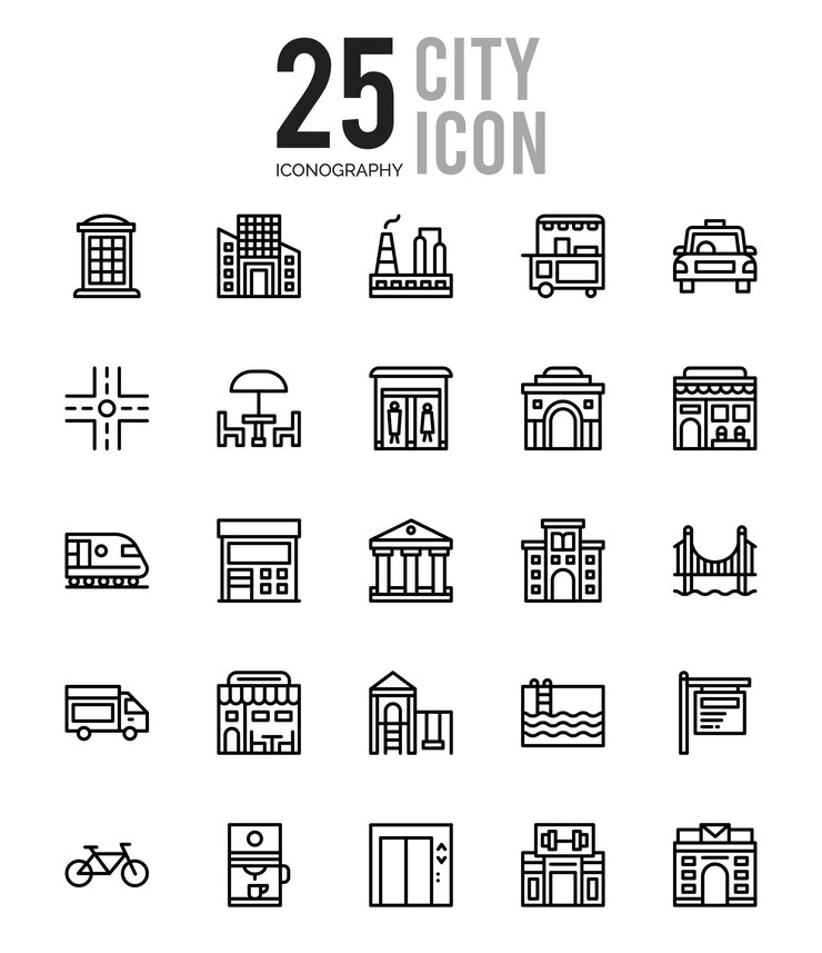 Vector 25 city lineal kleur pictogram pakket vector illustratie