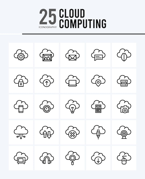 25 Cloud Computing Outline icons Pack vector illustration