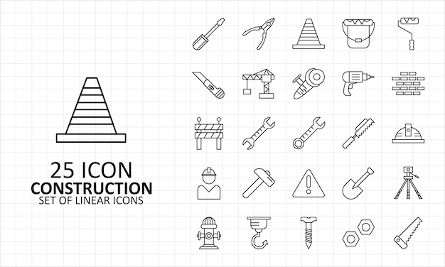 25 construction icons sheet pixel perfect