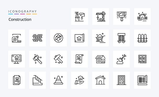 Vector 25 construction line icon pack