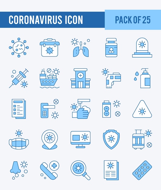 25 Coronavirus Two Color icons Pack векторная иллюстрация