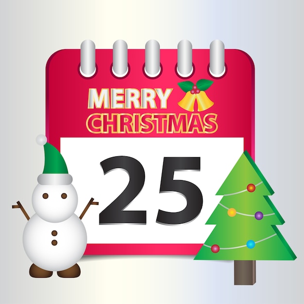 25 december rode kalender met een gele bel.