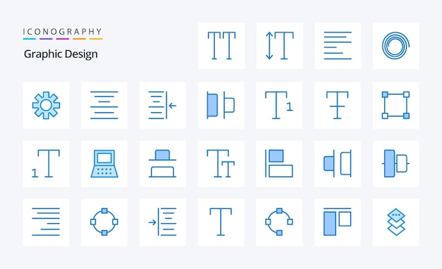 25 Design Blue icon pack Vector icons illustration