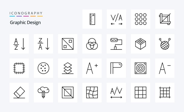 25 design line icon pack