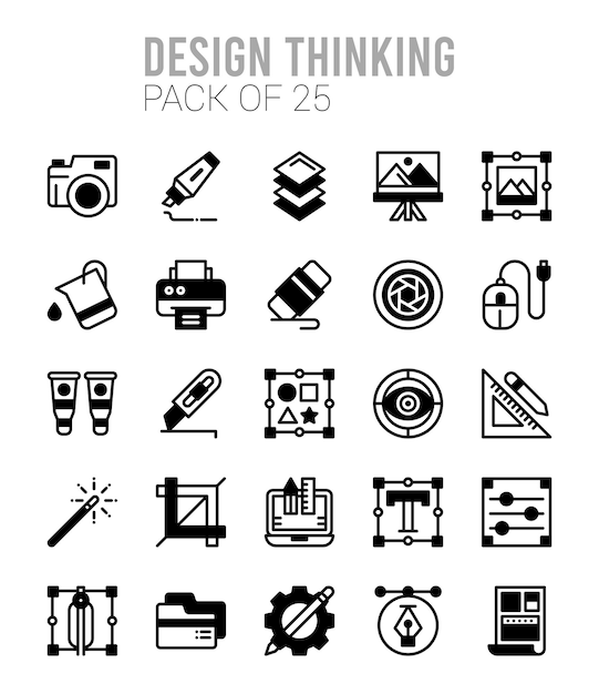 Vettore 25 design thinking lineal fill icone pack illustrazione vettoriale