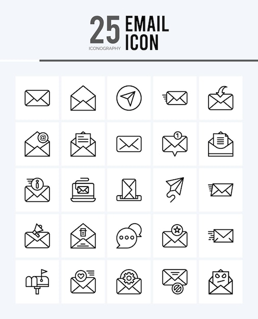 25 E-mail Lineal Fill iconen Pack vector illustratie