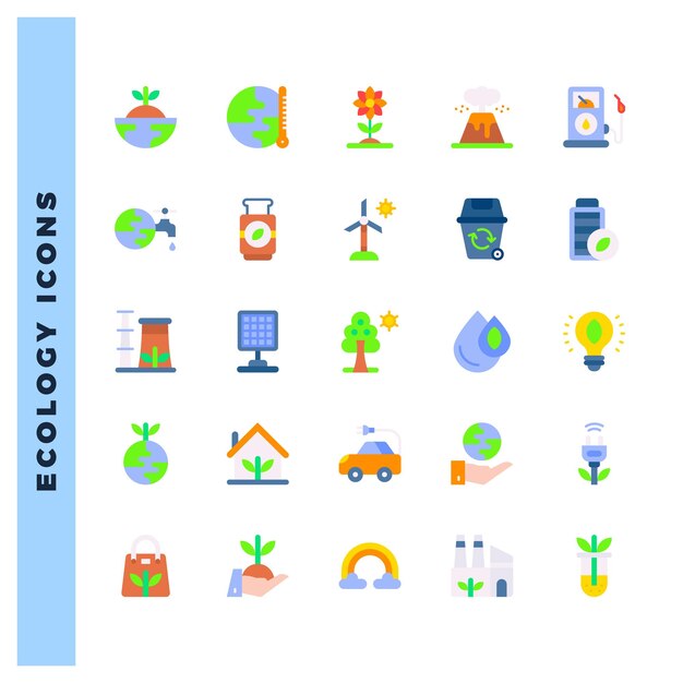 25 Ecology Flat icons pack vector illustration