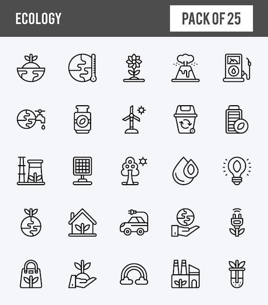 25 Ecology Lineal Expanded icons pack vector illustration