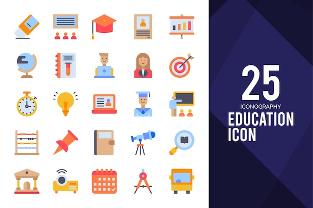 25 Education Flat icon pack vector illustration