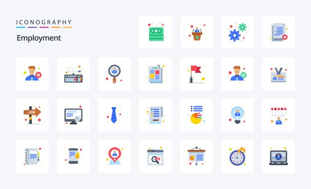 25 employment flat color icon pack