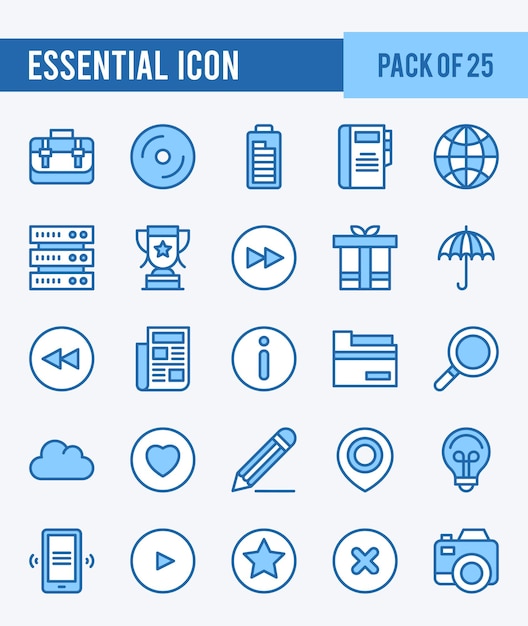 Vector 25 essential lineal color icon pack vector illustration