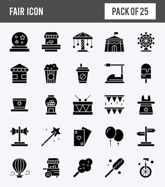 25 векторных иллюстраций набора иконок Fair Glyph