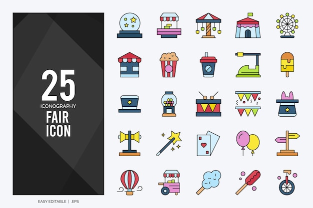 25 Fair Lineal Color icon pack vector illustration