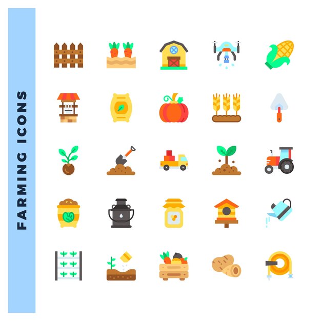 Vettore 25 agricoltura illustrazione vettoriale del pacchetto di icone piatte