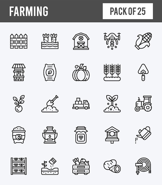 25 Farming Lineal Expanded icons pack vector illustration