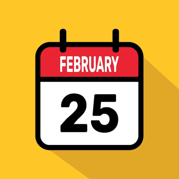25 februari Kalender Vector illustratie achtergrondontwerp