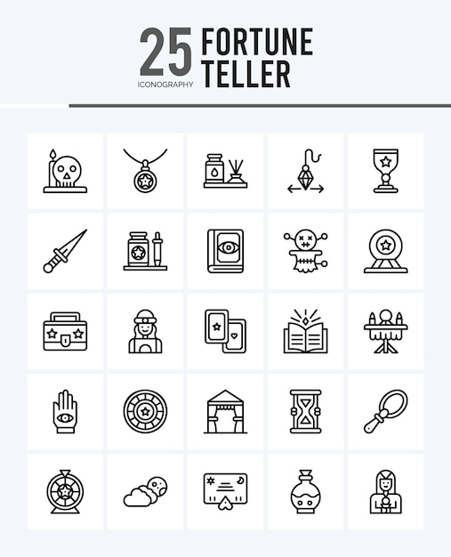 25 Fortune Teller Outline icons Pack vector illustration