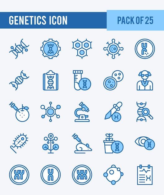 25 Genetica twee kleuren iconen Pack vector illustratie