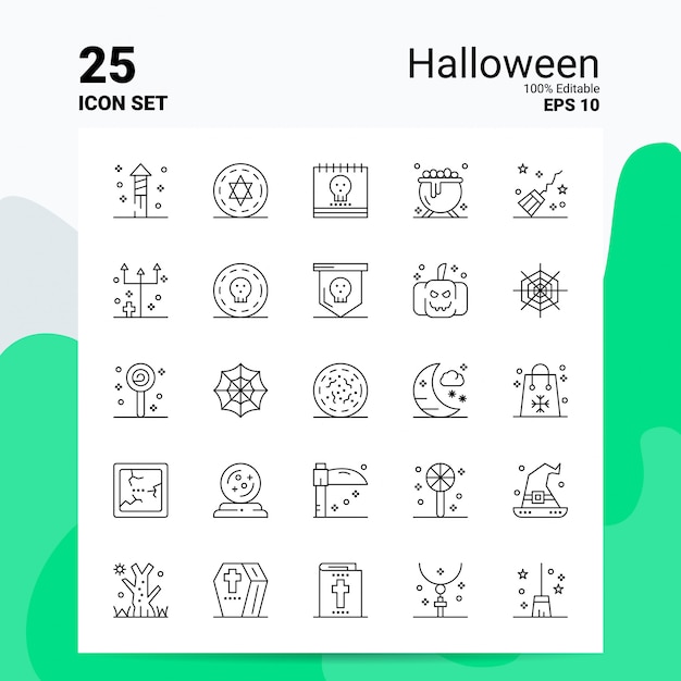 25 set di icone di halloween business logo concept ideas line icon