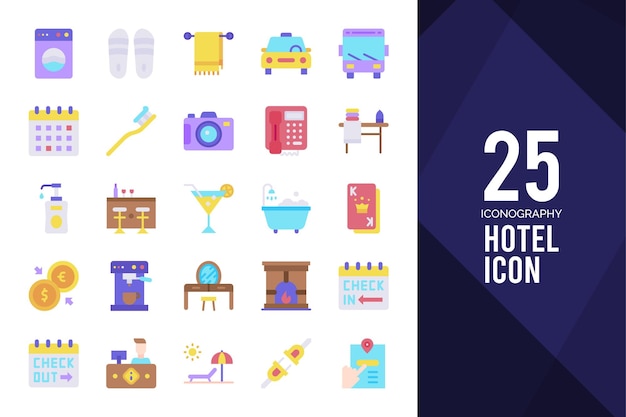 25 Hotel Flat icon pack vector illustratie