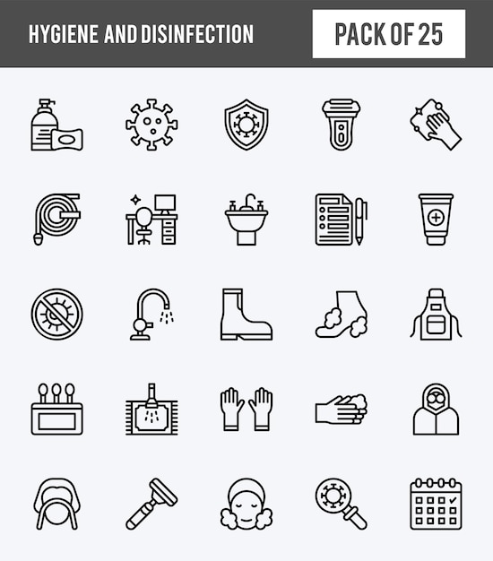 25 Hygiene and disinfection Lineal Expanded icons pack vector illustration